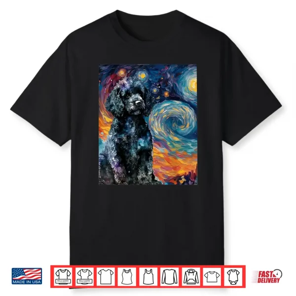 Black Poodle Starry Night Dog Lover Puppy Pet Owner Shirt