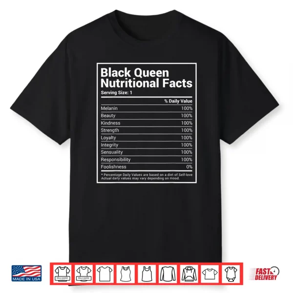 Black Queen Nutrition Facts Black History Month Pride Shirt