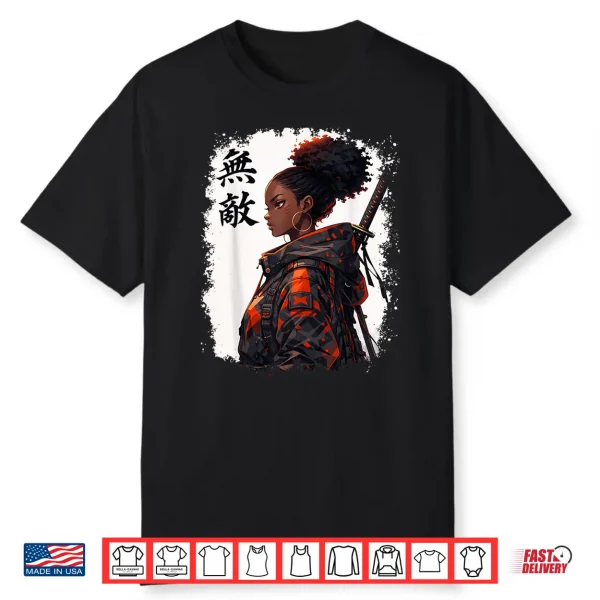 Black Samurai Girl Anime Warrior Afro African Pride Shirt