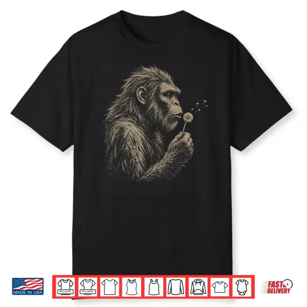 Blowing Wishes Bigfoot Blowing Dandelion Shirt