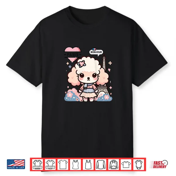 Bonjour French Paris Eiffel Tower Kawaii Toy Poodle Paris Shirt