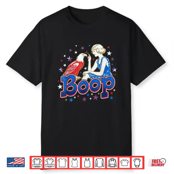 Boop Vintage Girl And Eagle Funny Patriotic Retro Art Shirt
