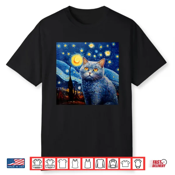 British Shorthair Cat Starry Night British Shorthair Cat Shirt
