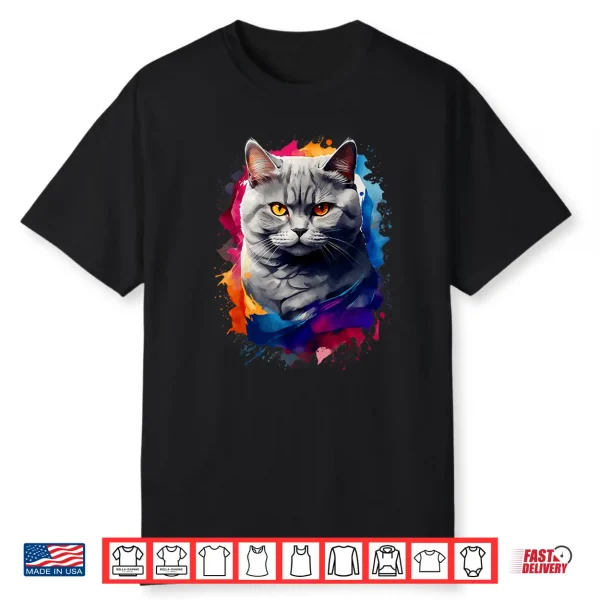 British Shorthair Watercolor Cat All Ages Cat Lovers Shirt