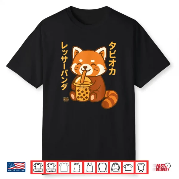 Bubble Tea Red Panda Boba Kawaii Tapioka Anime Cute Shirt