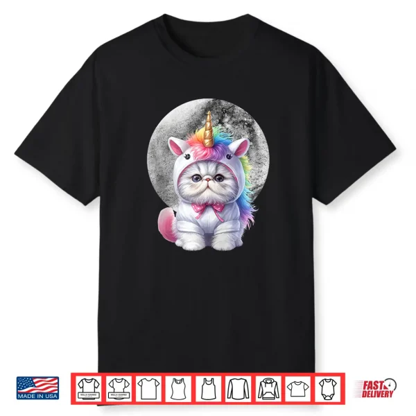 Butterfly Unicorn Persian Cat With Full Moon Shirt