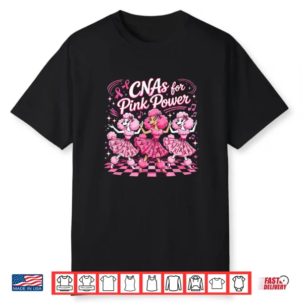 Cnas Pink Power Breast Cancer Awareness Retro Poodle Dance Shirt