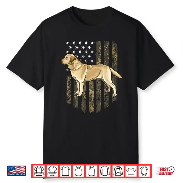 Camo American Flag Yellow Labrador Retriever Fourth Of July Usa Shirt