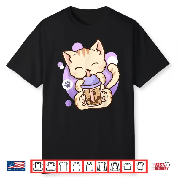 Cat Boba Tea Bubble Tea Anime Kawaii Neko Shirt