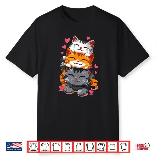 Cat Cats Cute Kitty Pile Anime Kawaii Neko Lover Cats Kitty Shirt