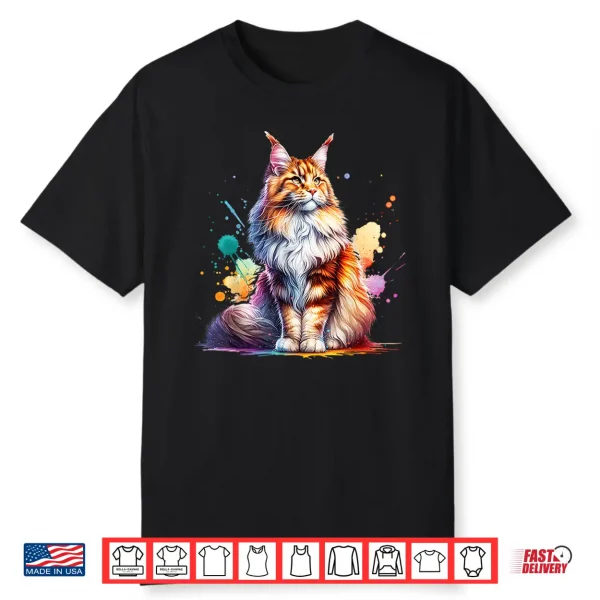 Cat Maine Coon Professional Minimalist Modern Graphic Identity Shirt