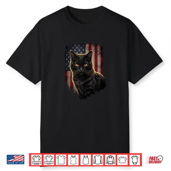 Cat Owner Patriotic American Flag Kitten Fourth Of July U S A Shirt
