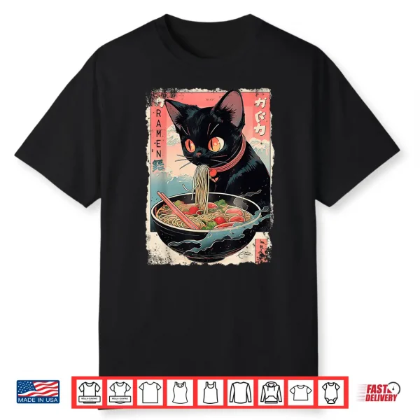 Cat Ramen Noodle Japanese Anime Manga Cat Shirt
