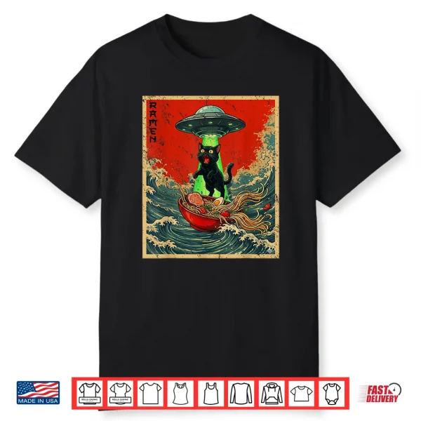 Cat Ramen Ufo Japanese Anime Graphic Tees Men Women Teens Shirt