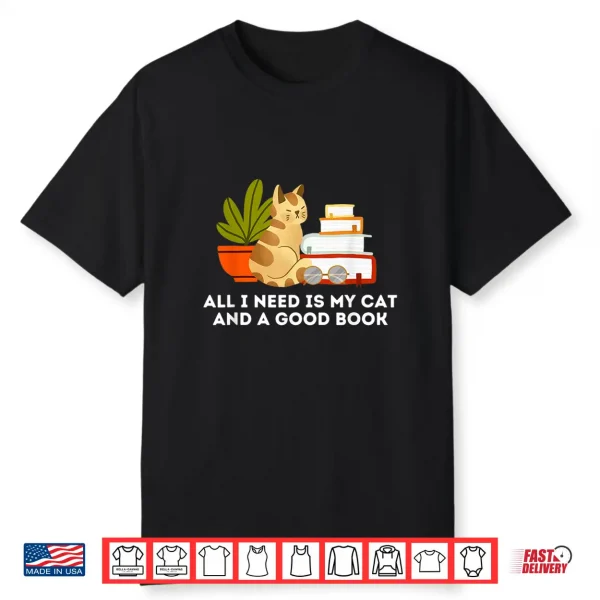 Cat And A Good Book Worm Bibliophile Cottage Core Aesthetic Men Women Kids Shirt