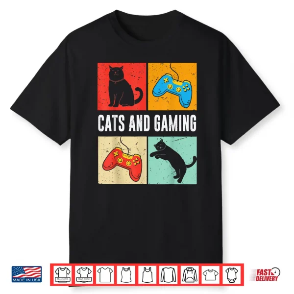 Cats And Gaming For The Cat Lover Gamer Video Game Player Shirt