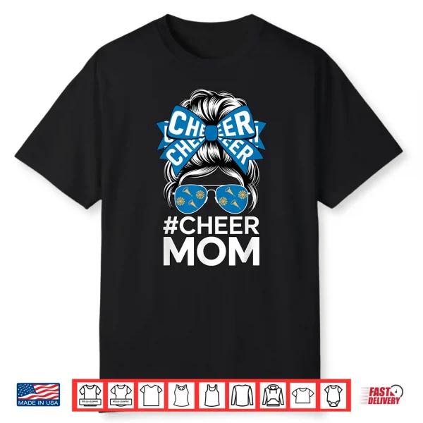 Cheer Mom Sports Fan Bow Sunglasses Cheerleading Support Shirt
