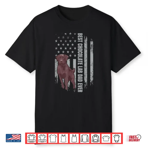Chocolate Lab Dad American Flag Brown Labrador Retriever Shirt