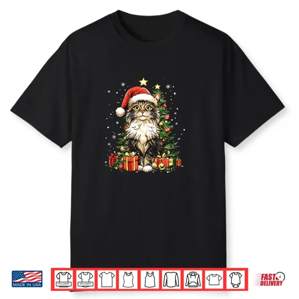 Christmas Cat With Christmas Hat Maine Coon Cat Shirt