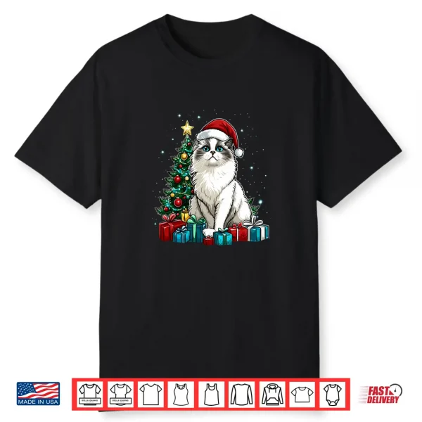 Christmas Cat With Christmas Hat  Ragdoll Cat Shirt
