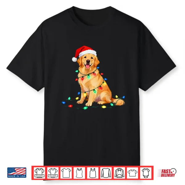 Christmas Golden Retriever Santa Hat Xmas Dog Mom Pet Lover Shirt