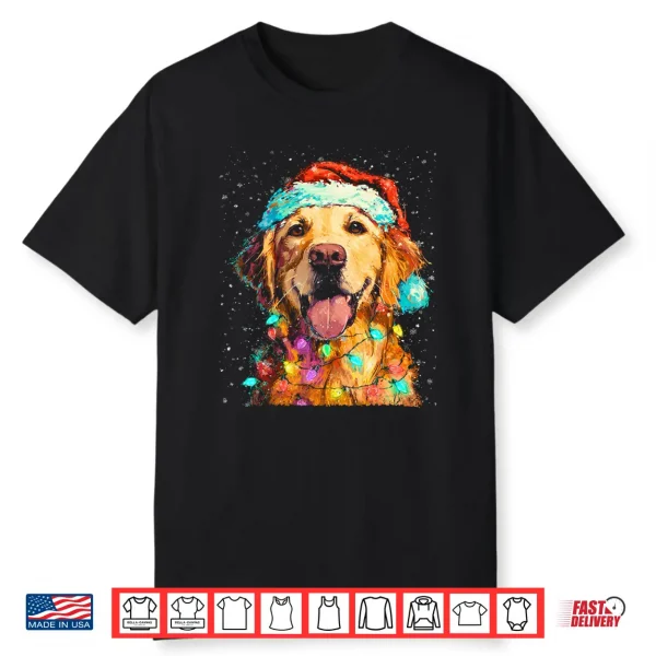 Christmas Light Cute Dog Golden Retriever Shirt