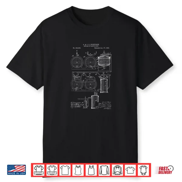 Classic Vintage Patent Print 1893 Craft Beer Brewing Shirt