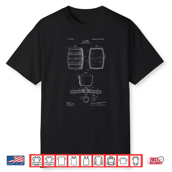 Classic Vintage Patent Print 1898 Craft Beer Barrel Shirt