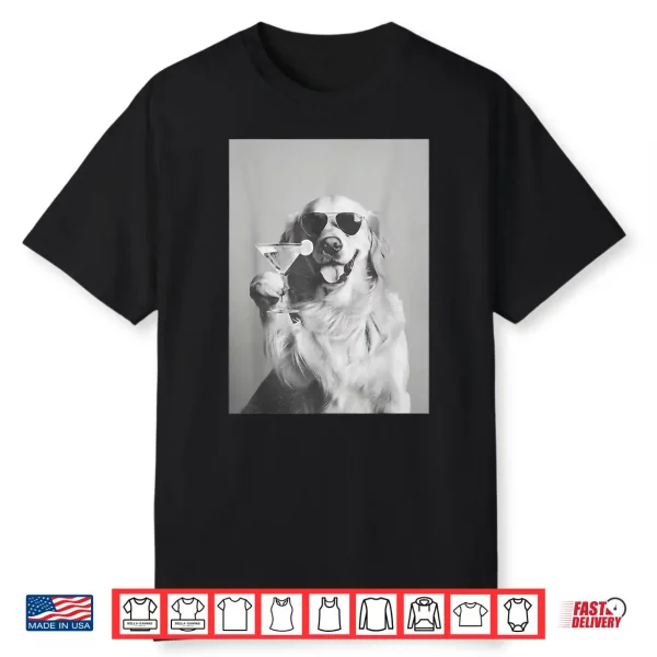 Cocktail Dog Golden Retriever With Sunglasses Martini Shirt