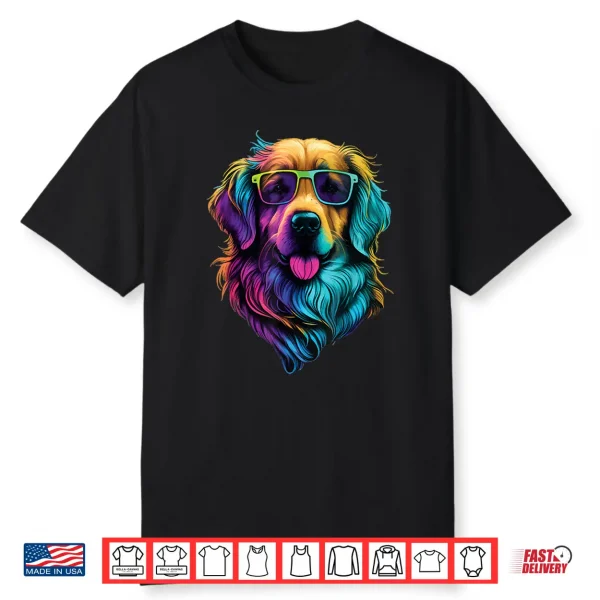 Colorful Golden Retriever Art Dog Owner Canine Lover Shirt