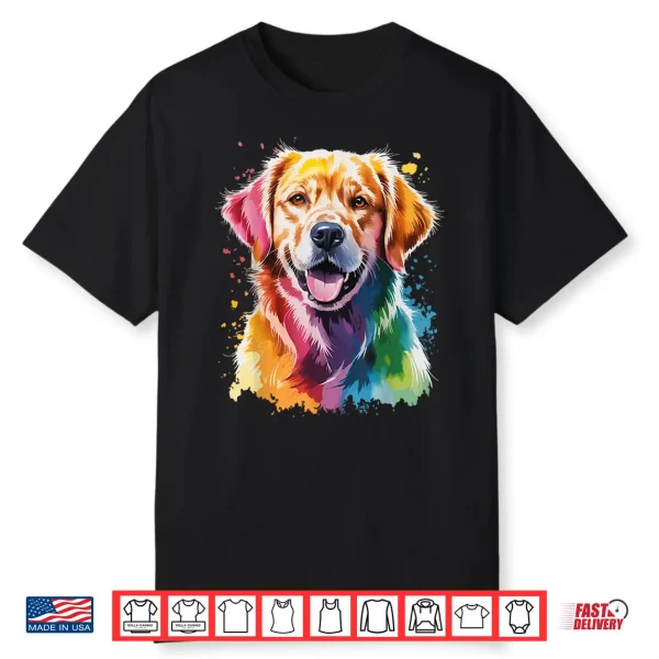 Colorful Golden Retriever Artwork Professional Graphic Shirt