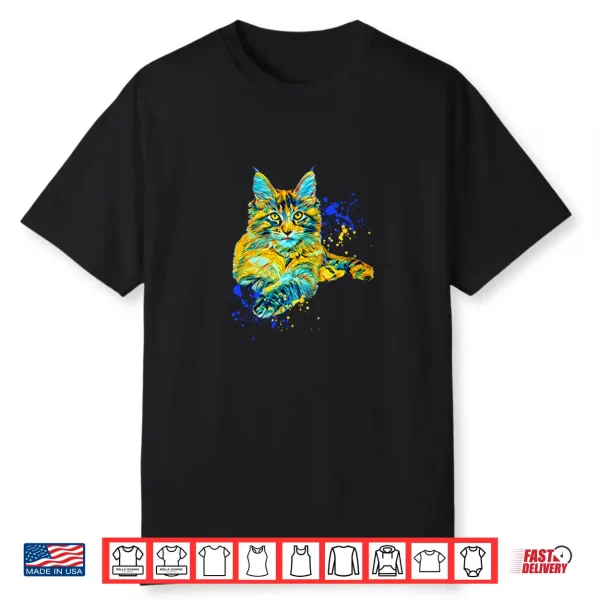 Colorful Maine Coon Big Cat Love Bigger Cats Cute Mom Gift Shirt