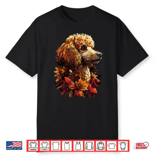 Colorful Poodle With Fall Leaves Autumn Aesthetic Dog Shirt