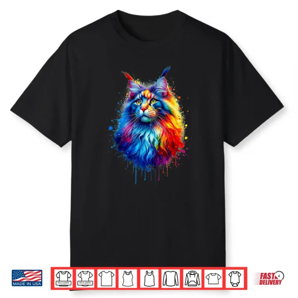 Colorful Splash Art Maine Coon Cat Maine Coons Shirt