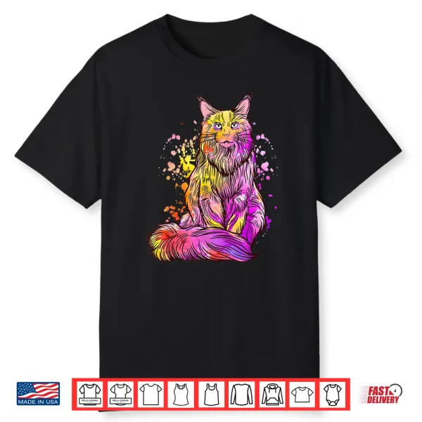 Colorful Splash Maine Coon Cat Gift Shirt
