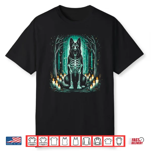 Cool German Shepherd Skeleton Halloween Dog Mom Dad Shirt