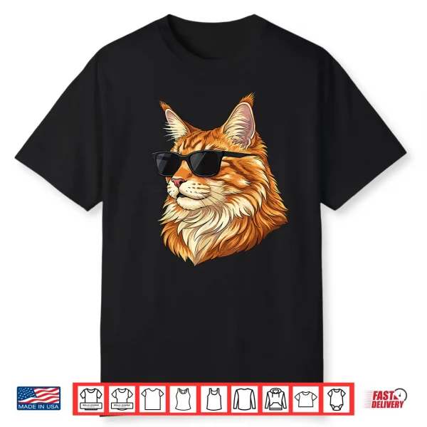 Cool Maine Coon Cat Wearing Sunglasses Funny Cats Lover Shirt