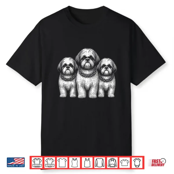 Cool Three Shih Tzu Dog Illustration Shirt