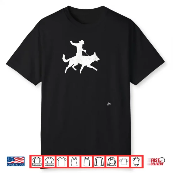 Cowboy Riding A German Shepherd Distressed Dog Shirt