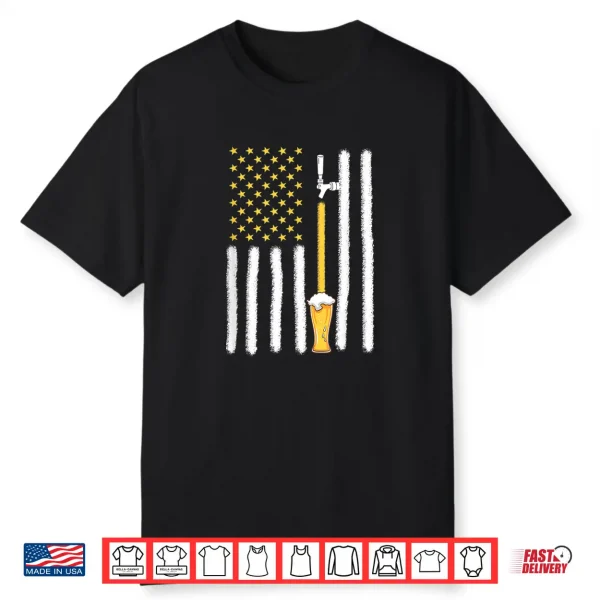 Craft Beer American Flag Usa 4Th July Brewery Shirt