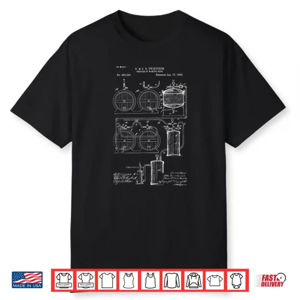 Craft Beer Brewing Shirt Classic Vintage Patent Print 1893
