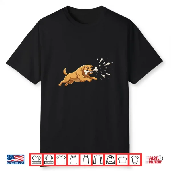 Crazy Running Dog Chasing Bone Cartoon Animal Shirt