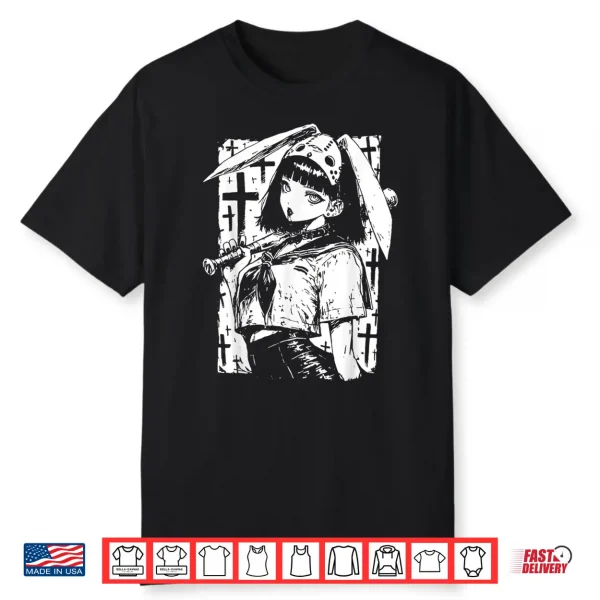 Creepy Horror Bunny Girl Anime Manga Alt Kawaii Harajuku Shirt