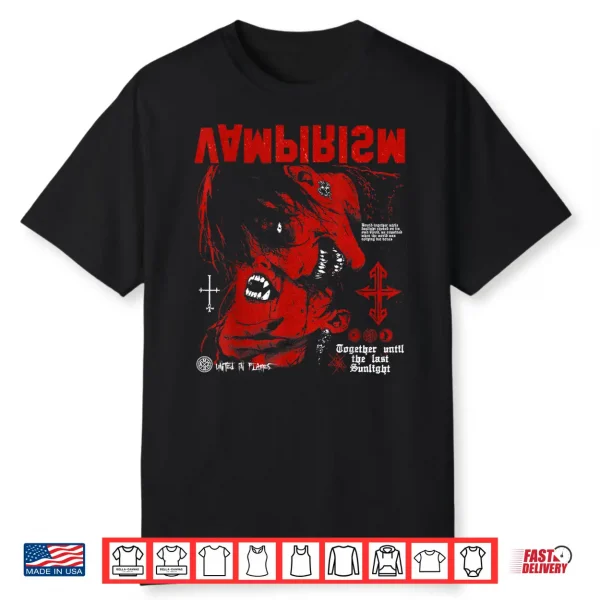 Creepy Manga Horror Anime Alt Gothic Emo Y2K Occult Vampire Shirt