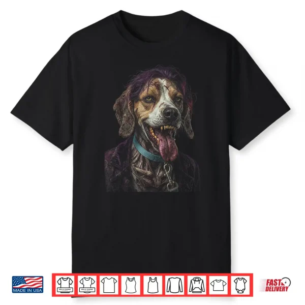 Creepy Zombie Villain Dog Funny Halloween Design Shirt