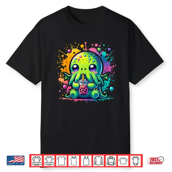 Cthulhu Kawaii Anime Alien Bubble Tea Shirt