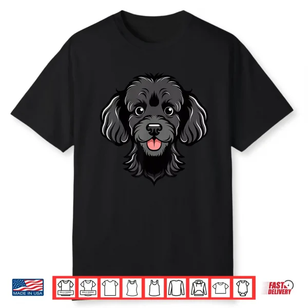 Cute Black Poodle Face Cartoon Puppy Dog Lover Shirt