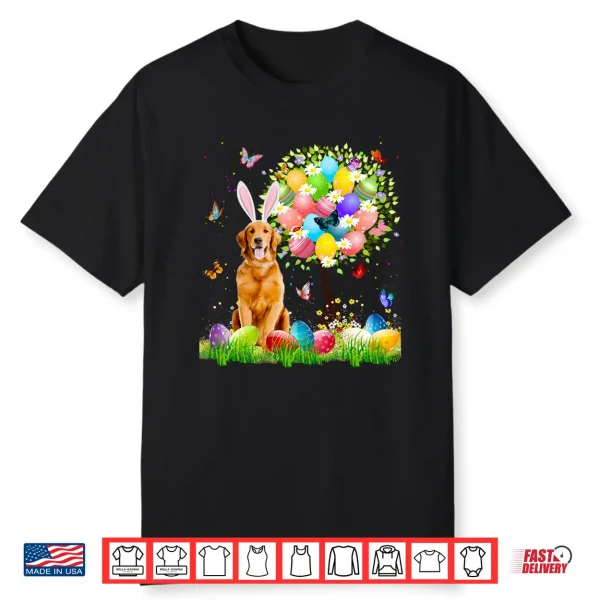 Cute Bunny Golden Retriever Easter Eggs Tree Easter Shirt