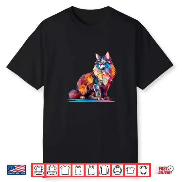 Cute Colorful Geometric Maine Coon Cat Shirt