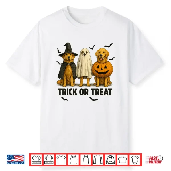 Cute Dog Halloween Costume Golden Retriever Trick Or Treat Shirt